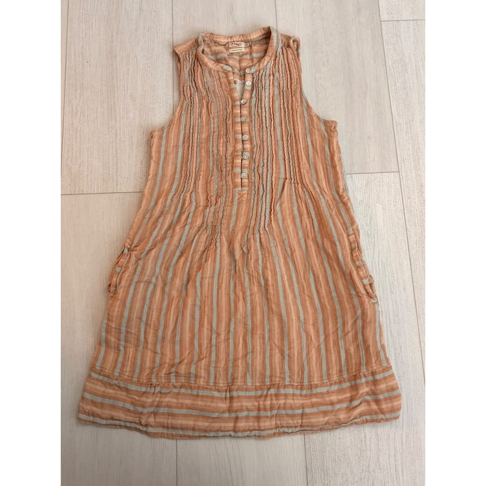 Faherty Isha Dress 100% Organic Cotton Sleeveless Sz S Striped